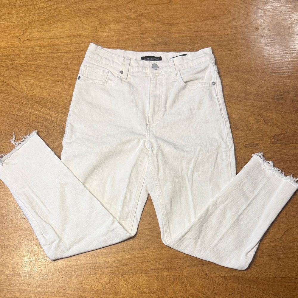 Banana Republic White High Rise Straight Jeans